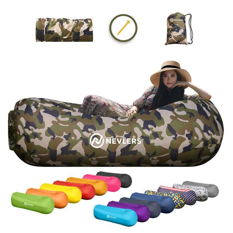 Inflatable Lounger Air Sofa with Pockets and Attached Travel Bag Beach Chair